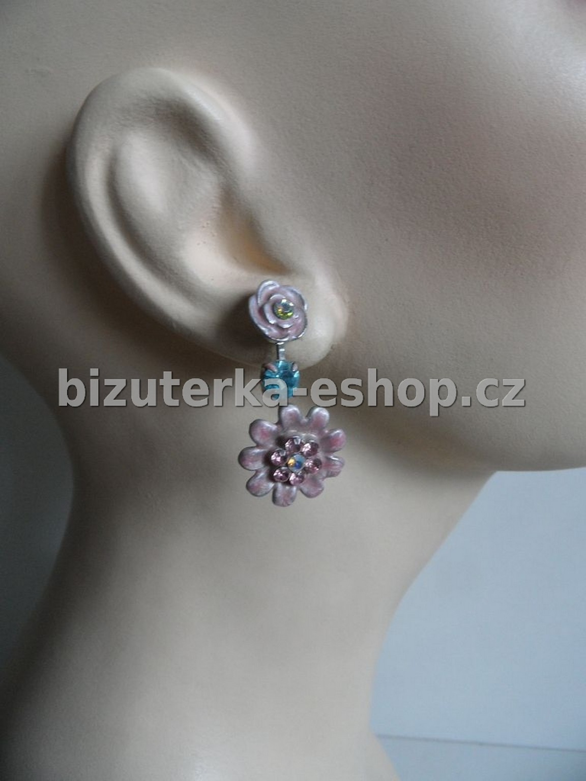 Naušnice růžové kytky BZ-03883