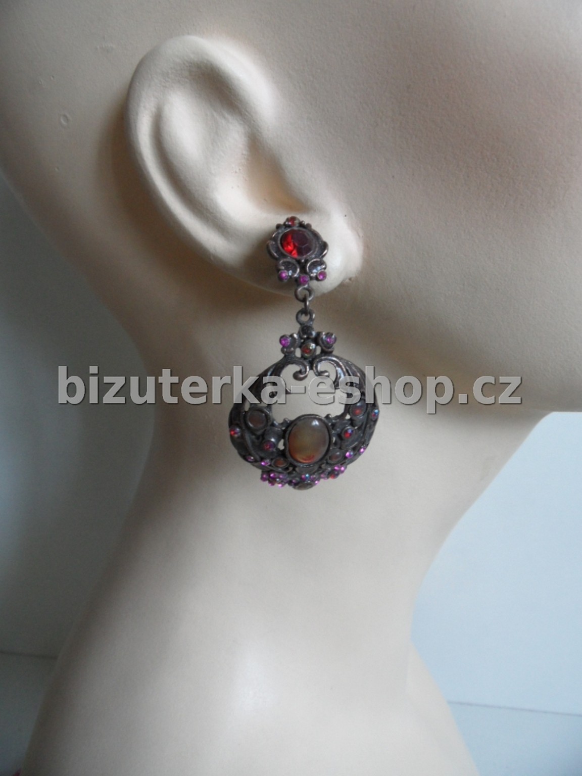 Naušnice s kamínky vínové BZ-03905