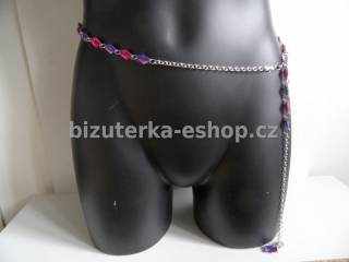Pásek na boky s kamínky růžová + fialová BZ-04057
