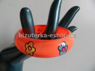 Náramek oranžový s květy BZ-04075
