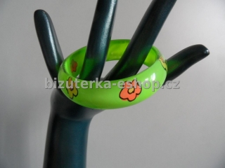 Náramek zelený s květy BZ-04109