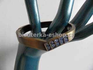Náramek zlatá patina + modré kamínky BZ-04128