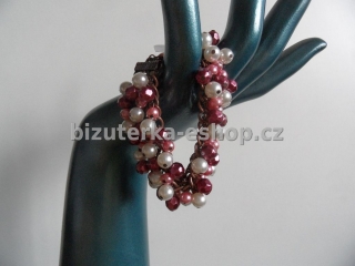 Náramek s perličkami růžovo vínový BZ-04144