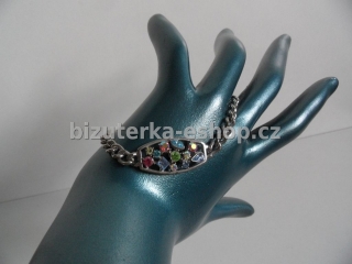 Náramek stříbrný + barevné kamínky BZ-04159
