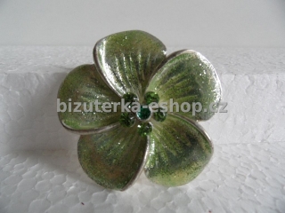 Brož květ s kamínky zelená BZ-04201
