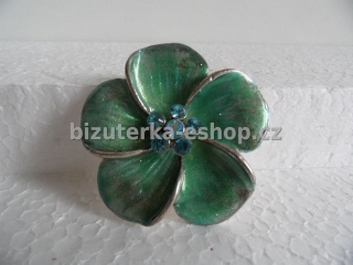 Brož květ s kamínky zeleno modrá BZ-04202