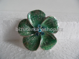 Brož květ s kamínky zeleno modrá BZ-04203