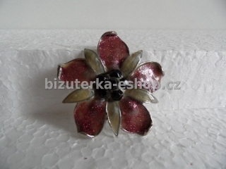 Brož květ s kamínky šedo fialová BZ-04205
