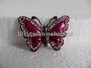 Brož motýl s kamínky vínovo růžová BZ-04207