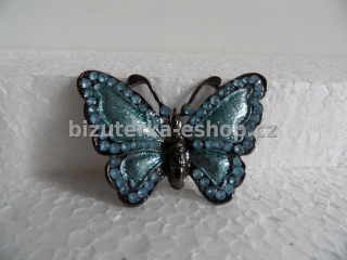 Brož modrá motýl s kamínky BZ-04208