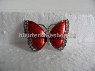 Brož motýl s kamínky cihlová BZ-04211