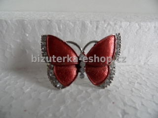 Brož motýl s kamínky cihlová BZ-04212