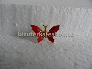 Brož motýlek zlato červená BZ-04217