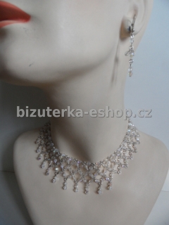 Souprava z perliček průhledná náhrdelník + naušnice BZ-04239
