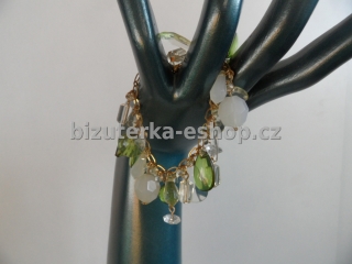 Náramek z perliček zlato zelený BZ-04300