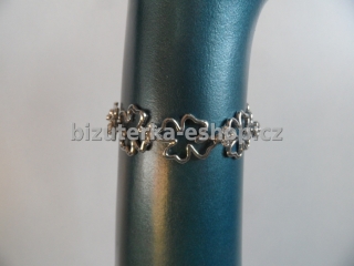 Náramek čtyřlístky s kamínky stříbrný BZ-04377