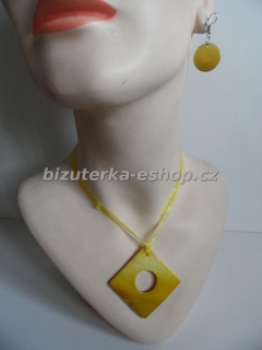 Souprava náhrdelník + naušnice žlutá perleť BZ-04392