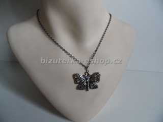 Náhrdelník motýlek šedý BZ-04397
