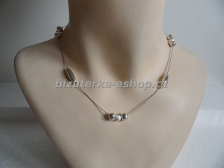 Náhrdelník s perličkami stříbrný BZ-04414