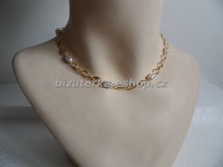 Náhrdelník s perličkami zlatý BZ-04421
