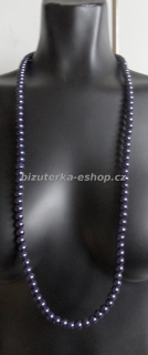 Náhrdelník z perliček fialový dlouhý BZ-04438