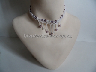 Náhrdelník z perliček bílo fialový BZ-04475
