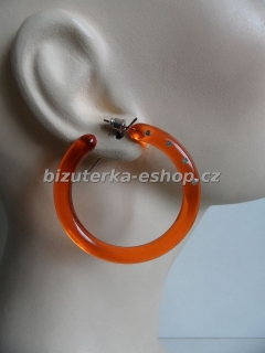 Naušnice kruhy oranžové s kamínky BZ-04496