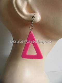 Naušnice závěsné trojúhelníky růžové BZ-04527