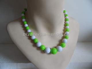 Náhrdelník perličky zeleno bílý BZ-04698