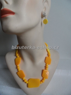 Souprava náhrdelník + naušnice z perliček žlutá BZ-04759