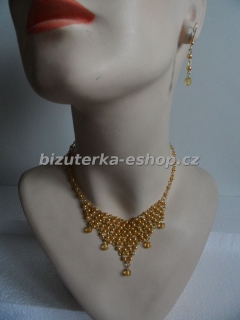 Souprava náhrdelník + naušnice z perliček zlatá BZ-04762
