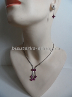 Souprava náhrdelník + naušnice s kamínky fialová BZ-04764