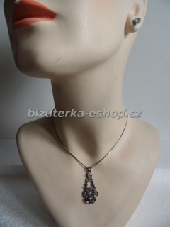 Souprava náhrdelník + naušnice s kamínky duhová BZ-04765