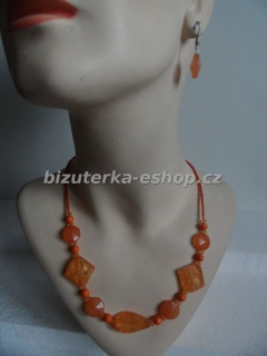 Souprava náhrdelník + naušnice z perliček oranžová BZ-04767