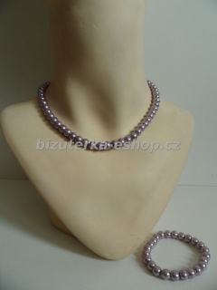 Souprava náhrdelník + náramek z perliček fialková BZ-04808
