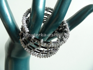 Náramek z perliček stříbrno černý BZ-04815