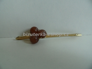 Sponka s perličkami zlato hnědá BZ-04852