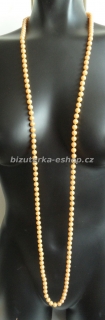 Náhrdelník perličky dlouhý zlato oranžový BZ-04896