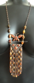 Náhrdelník dlouhý s perličkami bronzový BZ-04905