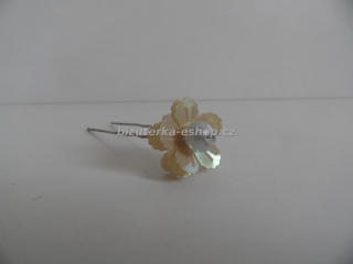 Vlásenka s květem, perličkou a kamínkem béžová duhová BZ-04994