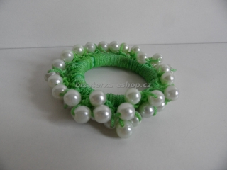 Gumka do vlasů s perličkami zelená BZ-05041