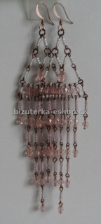 Naušnice závěsné růžové perličky BZ-02967