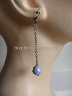 Naušnice závěsné modrá perlička BZ-03180