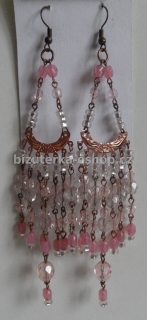 Naušnice závěsné růžové perličky BZ-02969