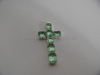 Přívěšek křížek kamínkový zelený světlý BZ-05482