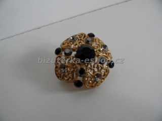 Brož s kamínky zlato černá BZ-05487