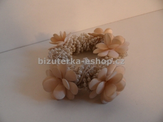 Gumka do vlasů s perličkami béžová BZ-05577