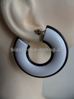 Naušnice kruhy bílo černé placaté BZ-05662