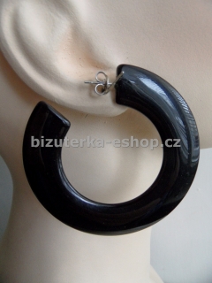 Naušnice kruhy černé ploché BZ-05677