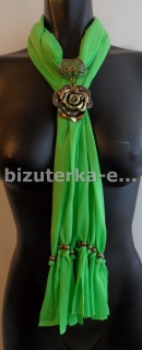 Šátek s bižuterií květ zelený BZ-05705